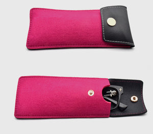 Lightweight Leather/Wool Glasses Case